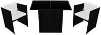 vidaXL Gartenlounge-Set 3-tlg. Bistro-Set mit Auflagen Poly Rattan Schwarz,...