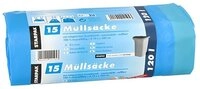 PAPSTAR M&uuml;llbeutel M&uuml;lls&auml;cke mit Zugband, LDPE 120 l 100 cm x 70 cm blau 25...