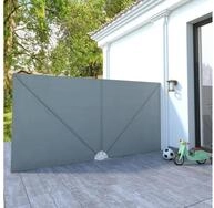 vidaXL Seitenmarkise 400 x 200 cm Faltbarer Terrassen-Seitenf&auml;cher Grau 400x200 cm