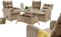 Destiny Loungeset MERANO, Polyrattan, 2 Sessel, 2er Sofa, 1 Tisch 120x77x66cm, inkl.
