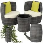 tectake Sitzgruppe Aluminium Rattan Gartenlounge, stapelbar, mit
