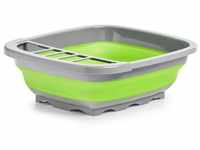 Zeller Present Küchenorganizer-Set Abtropfkorb, faltbar, Kunststoff, grau/grün