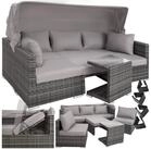 tectake Loungeset Rattan Lounge, (Set., 7-tlg), Klappbarer Sonnenschutz
