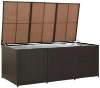 vidaXL Gartenbox, Gartenaufbewahrungsbox Poly Rattan 180x90x70 cm Braun