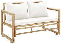 vidaXL Gartenbank 2-Sitzer Gartensofa mit Polstern Bambus (1-St)