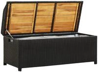 vidaXL Gartenbank, Sitzbank mit Stauraum 120 cm Poly Rattan Schwarz