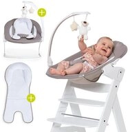Hauck Hochstuhltablett Bouncer 2in1 Deluxe - Sand, Neugeborenenaufsatz & Babywippe