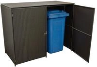 MERXX M&uuml;lltonnenbox (1 St), Doppel-M&uuml;lltonnenbox, Stahl+Polyrattan mocca,