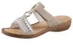 Rieker Pantolette Keilabsatz, Sommerschuh, Schlappen mit Pailetten- und Perlenbesatz