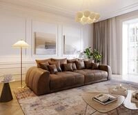 DELIFE Big-Sofa Violetta, Braun 310x135 cm Antik Optik inklusive Kissen Big-Sofa