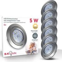 B.K.Licht LED Einbauleuchte 6er Set Einbaustrahler, Schwenkbare Deckenspots, flache