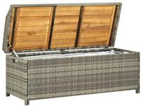 vidaXL Gartenbank, Outdoor Bank mit Stauraum 120 cm Poly Rattan Grau