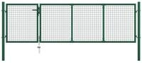vidaXL Gartentor 350 x 100 cm Gartentor Stahl 350x100 cm Gr&uuml;n Schl&uuml;ssel...