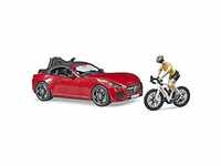Bruder® Spielzeug-Auto Roadster mit 1 Rennrad und Radfahrerin, Spielzeug-Figur