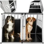 tectake Tiertransportbox Hundetransportbox doppel, mit schr&auml;ger R&uuml;ckwand schwarz
