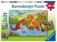 Ravensburger Puzzle 2 x 24 Teile Ravensburger Kinder Puzzle Spielende Dinos...