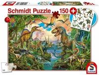 Schmidt Spiele Puzzle SCHMIDT Puzzle Dinosaurier 150 Teile + Geschenk (Tattoos),