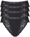 sloggi Tai-Slip Chic (4er Pack) hoher Beinausschnitt, feminin, Spitzeneins&auml;tze,