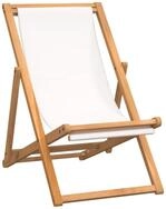 vidaXL Gartenstuhl, Liegestuhl Teak 56x105x96 cm Creme