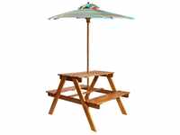 vidaXL Picnic table for children with parasol (43990)