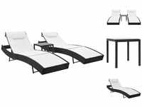 vidaXL Lounger Pair with Table White
