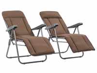 vidaXL Folding garden chairs with supports 2 pcs. Brown