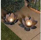 esotec LED Gartenleuchte Solar Dekoleuchten Lotusbl&uuml;ten 2er Set D=26cm 2700K