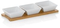 kela Snackschale Philipa, Porzellan, Bambusplatte, 3 Porzellansch&auml;lchen