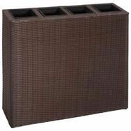 vidaXL Hochbeet Garten-Hochbeet mit 4 T&ouml;pfen Poly Rattan Braun (1 St)