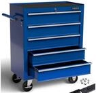 Arebos Werkstattwagen Werkstattwagen 5 F&auml;cher, zentral abschlie&szlig;bar, blau, (Set,