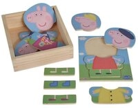 Eichhorn Puzzle Peppa Pig Umziehpuzzle, 12 Puzzleteile, Peppa Wutz Holzspielzeug