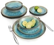 S&Auml;NGER Tafelservice Capri Geschirrset, T&uuml;rkis Blau (12-tlg), 4 Personen, Steingut,