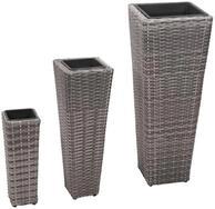 vidaXL Hochbeet Garten-Hochbeet 3-tlg. Poly Rattan Grau (3 St)