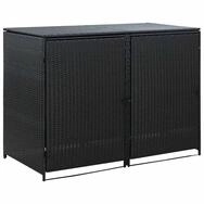 vidaXL Gartenhaus M&uuml;lltonnenbox f&uuml;r 2 Tonnen Poly Rattan Schwarz 148x80x111 cm