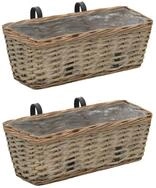 vidaXL Blumenkasten 2 St65533ck Balkon-Blument&ouml;pfe 2 Stk Weide mit PE-Auskleidung 40