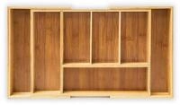 relaxdays Besteckkasten Bambus Besteckkasten verstellbar XL