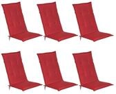 Beautissu Hochlehnerauflage 6er Set Gartenstuhlauflage Loft HL Rot, 120x50x6cm,