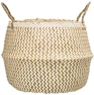 Bloomingville Aufbewahrungskorb Korb &Oslash; 42 x 34 cm natur / wei&szlig;, Dekokorb mit