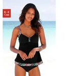 LASCANA Tankini mit bedruckten Eins&auml;tzen bunt|schwarz 38