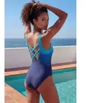 LASCANA Badeanzug mit Batikprint und Shaping-Effekt blau 46