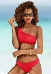 LASCANA Bustier-Bikini-Top Scallop, in One-Shoulder-Form