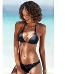 LASCANA Triangel-Bikini-Top Scallop, mit gelaserter Wellenkannte schwarz 42