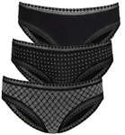 LASCANA Bikinislip (3er-Pack) aus elastischer Baumwolle mit weicher Spitze schwarz