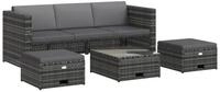 vidaXL Gartenlounge-Set, 4-tlg. Lounge Set mit Auflagen Poly Rattan Grau