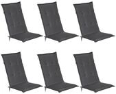 Beautissu Hochlehnerauflage 6er Set Gartenstuhlauflage Loft HL Graphitgrau,