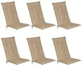 Beautissu Hochlehnerauflage 6er Set Gartenstuhlauflage Loft HL Natur, 120x50x6cm,