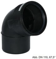 GEBERIT Wasserrohr Geberit Silent-PP Bogen mit 1 Muffe, DN 50-67,5&deg;