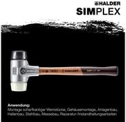 Gummihammer HALDER SIMPLEX Schonhammer &Oslash; 40 mm Gummi schwarz / Nylon mit...