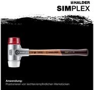Gummihammer HALDER SIMPLEX Schonhammer &Oslash; 60 mm Plastik rot / Superplastik mit