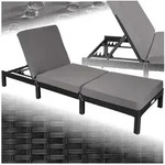 tectake Gartenliege Rattan Sonnenliege, dicke Polsterung, 196 x 66 x 27 cm,